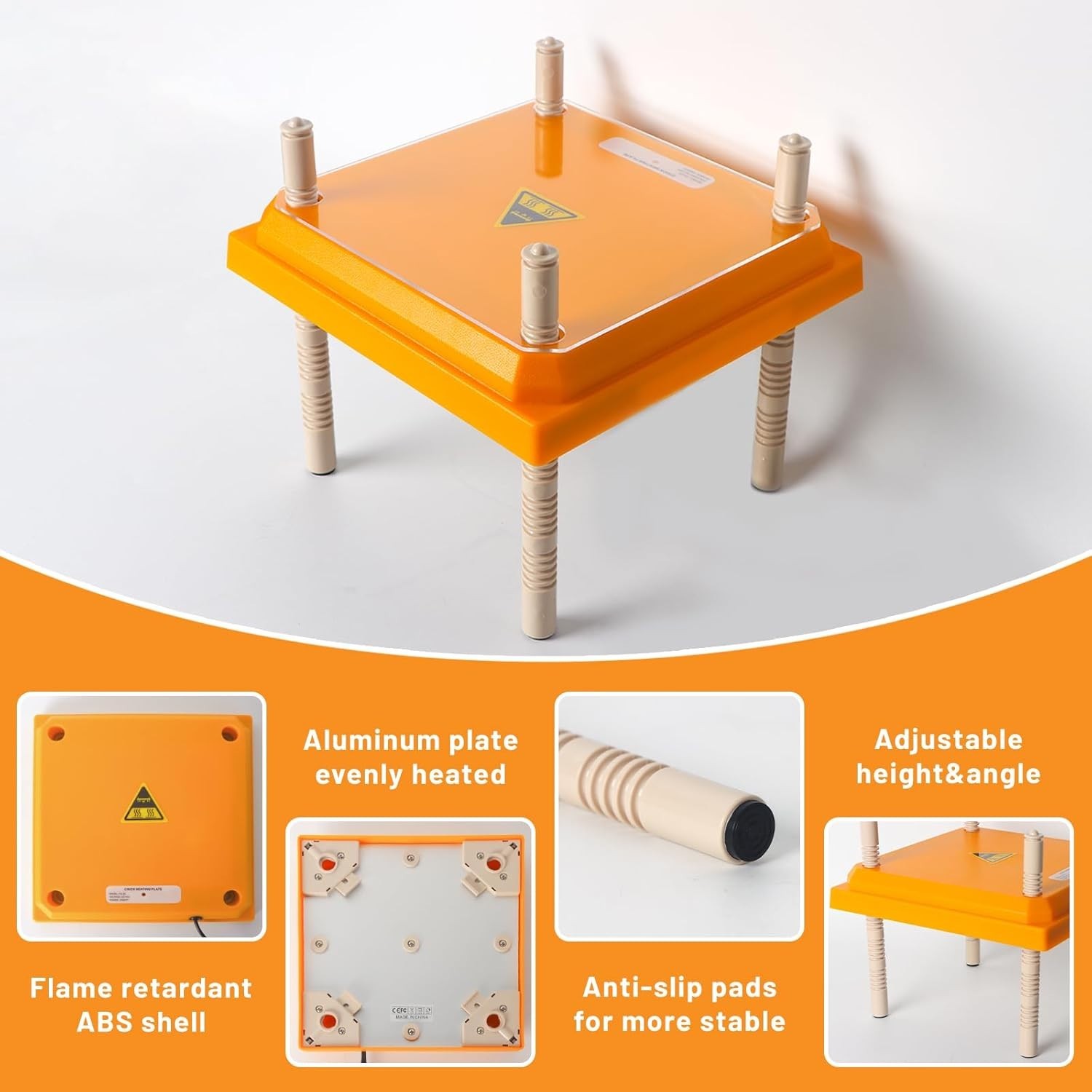 Efficient Full-Size Chick Brooder Heater - 10" x 10" with Safety Features