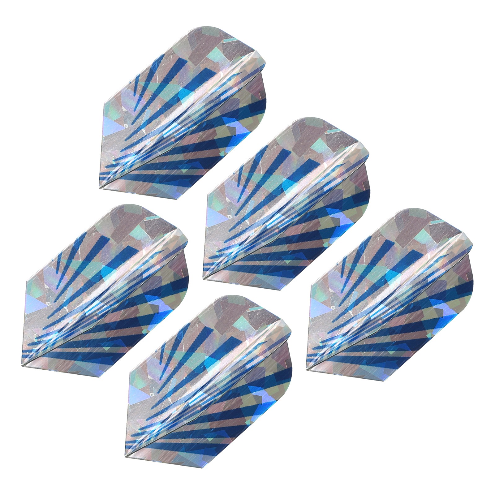 Slim Dart Flights, 5 Pack PET Dart Accessories, Blue Silver Tone