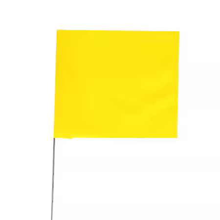 Zoro Select 4518Y-200 Marking Flag, Vinyl, 18" Wire Staff, Solid, 18" L., 100