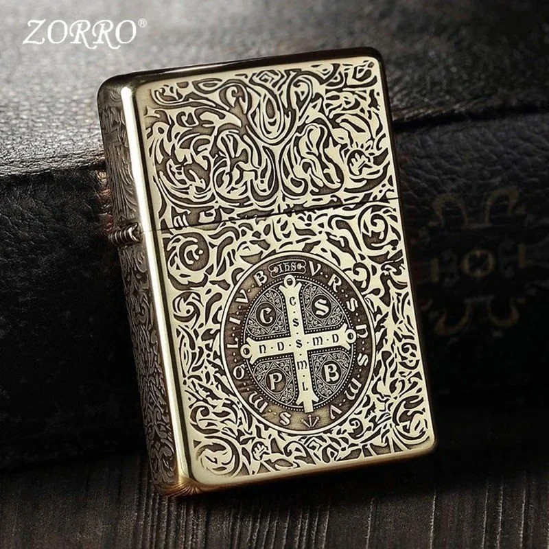 ZORRO Brass Constantine Edition Windproof Lighter Deep Engraving Five-sided