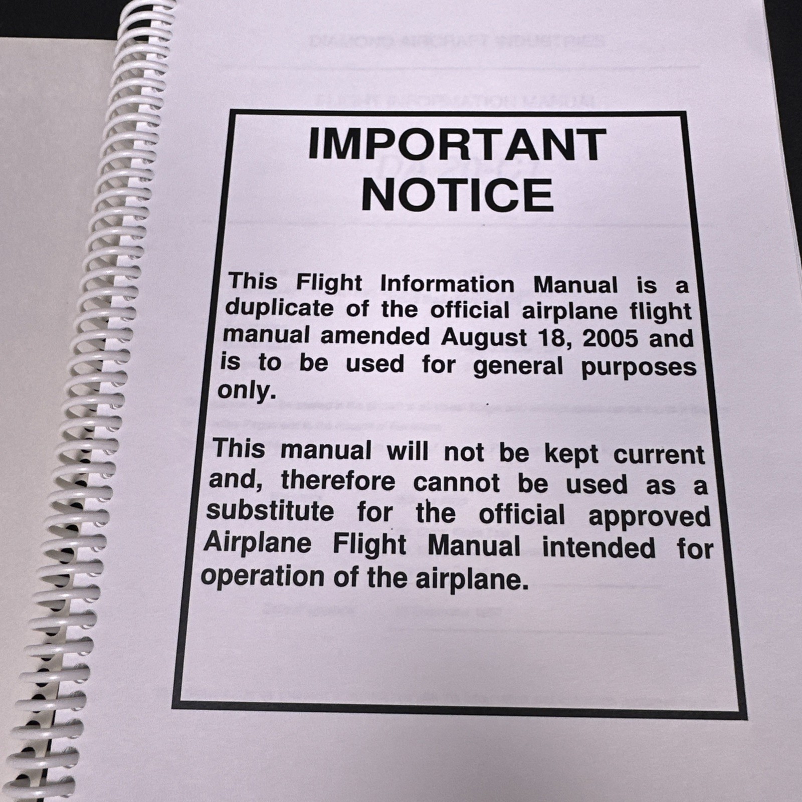 Diamond DA20-C1 Pilot's Information Manual