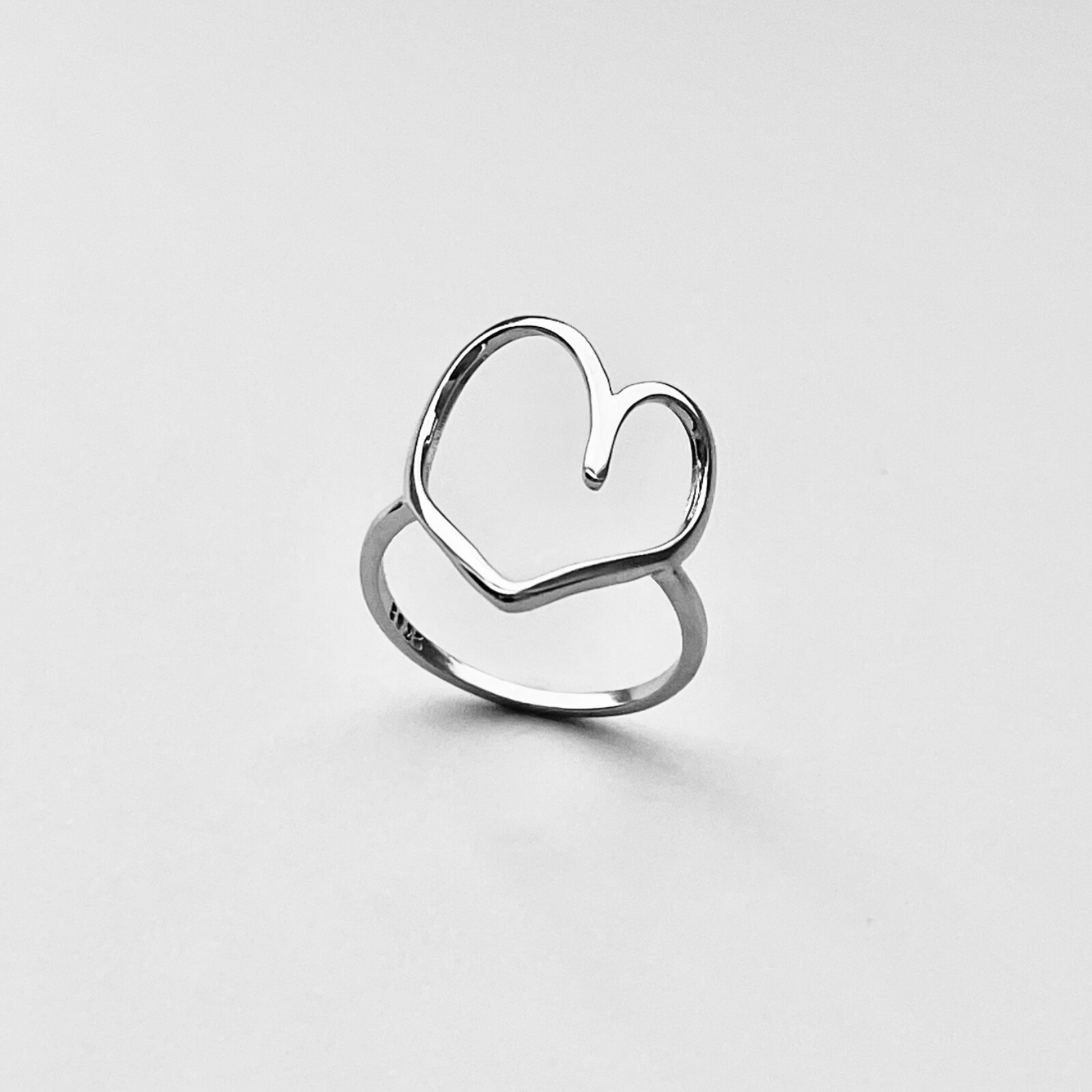 Sterling Silver Big Open Heart Ring, Delicate Ring, Silver Rings, Love Ring