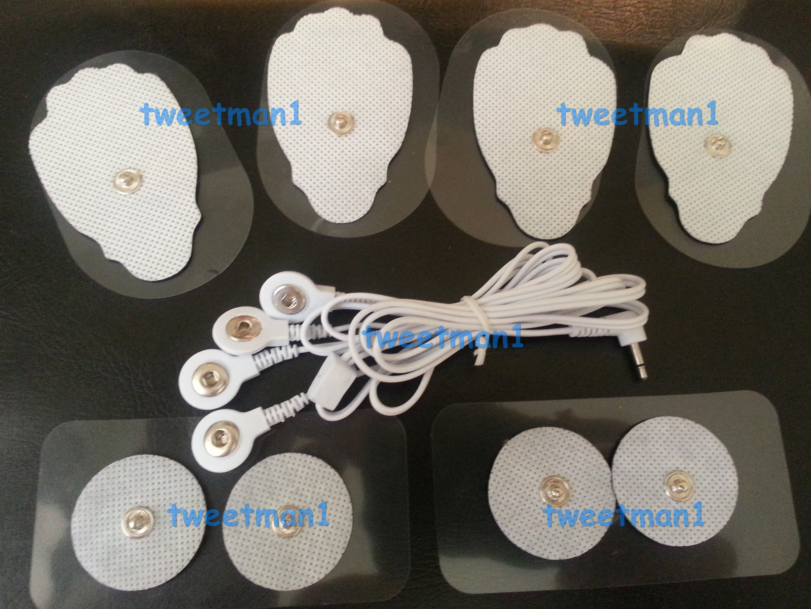 ELECTRODE LEAD CABLE (2.5mm Plug) + MASSAGE PADS(4 LG, 4 SM+ CABLE) FOR PINOOK