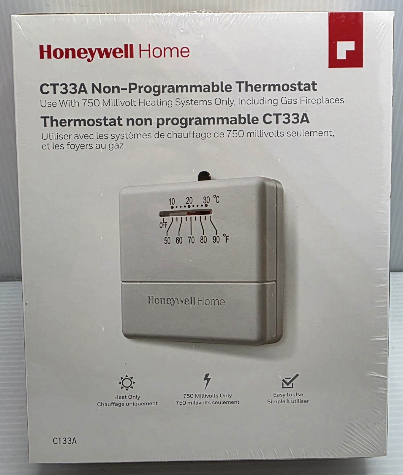 HONEYWELL HOME CT33A HORIZONTAL NON-PROGRAMMABLE THERMOSTAT TEMP CONTROL HEAT