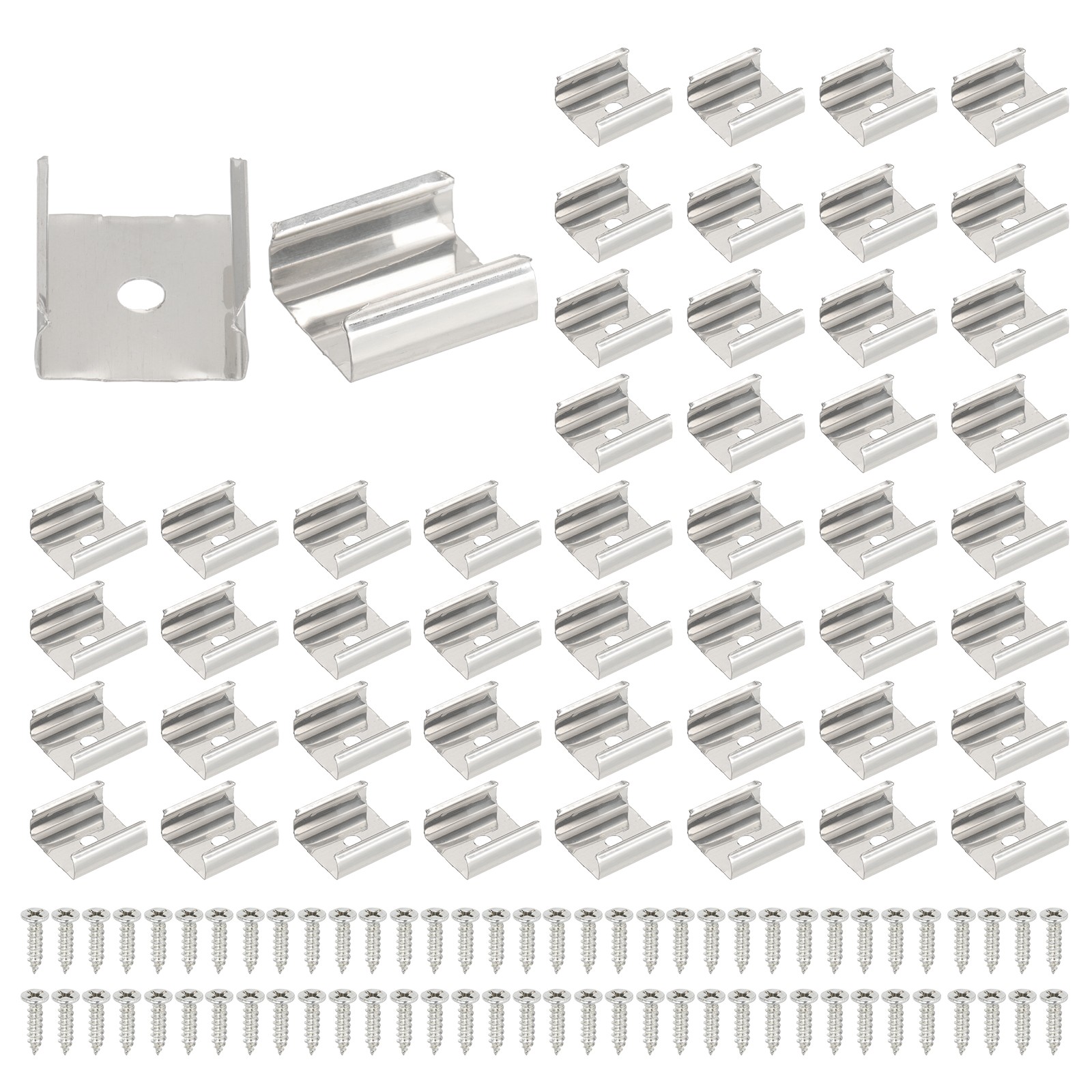 70 Pcs LED Strip Clips Stainless Steel Mounting Brackets Fit 16mm to 17mm Strip