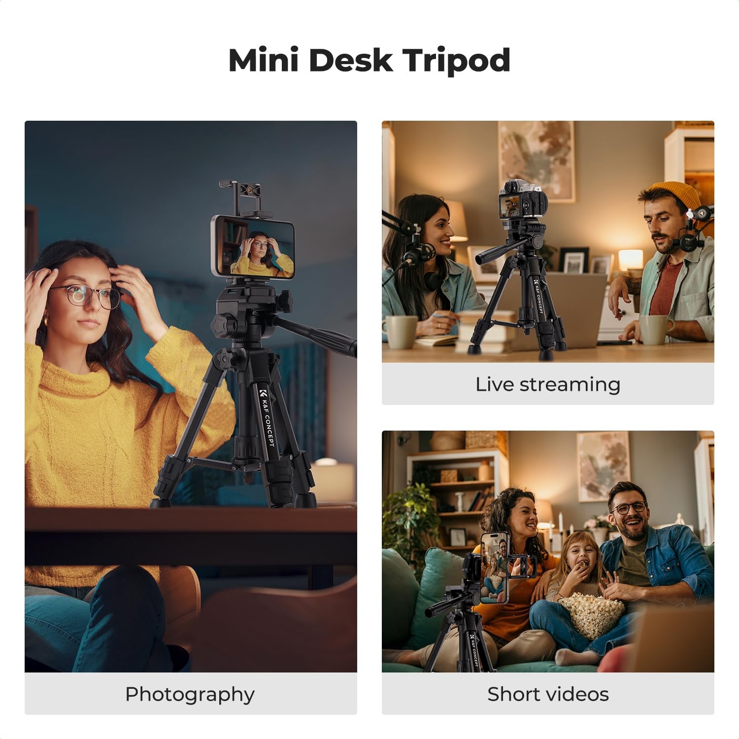 25" Mini Desk Tripod for Camera Video