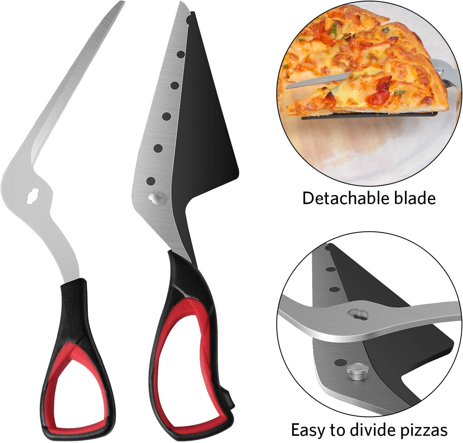 Pizza Scissors, Pizza Cutter, Ultra Sharp Detachable Blade with a Tray