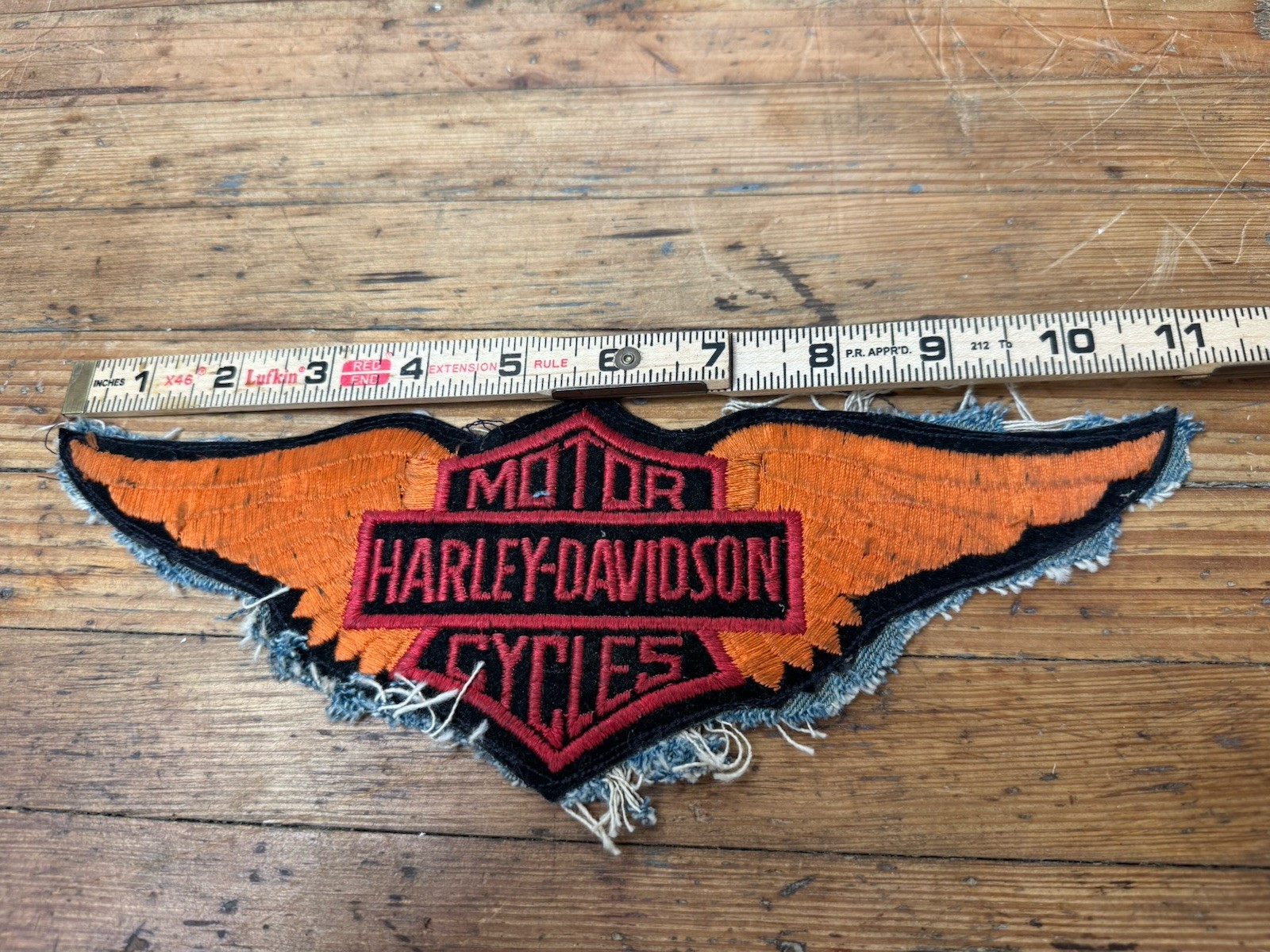 Vintage 70s 80s Harley Davidson Winged Bar & Shield Embroidered Patch 11" Large