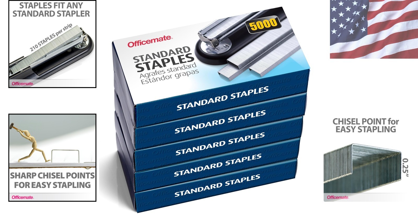 Chisel Point Standard Staples, 5-Pack, 20 Sheets Capacity - Reliable and Durable