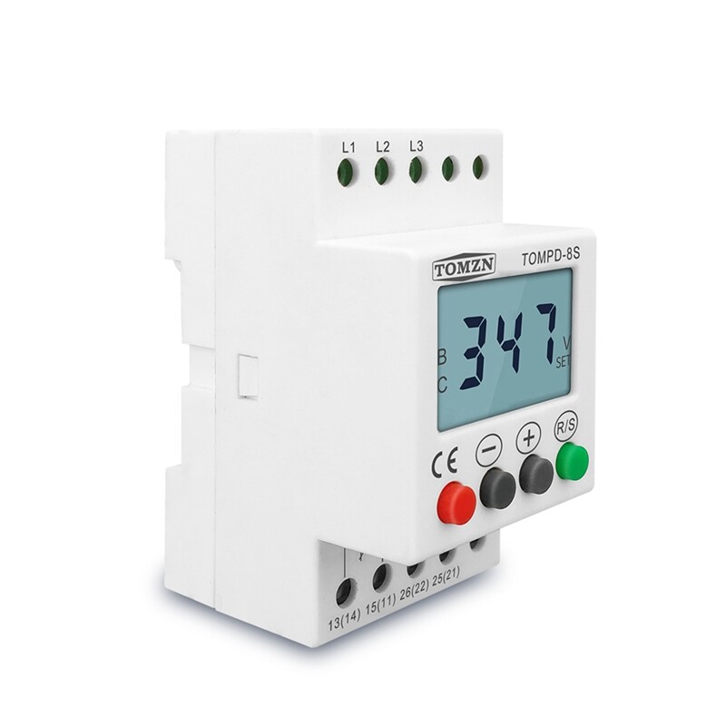 3-Phase DIN Rail Voltage Relay, Adjustable Undervoltage Protection,3696-