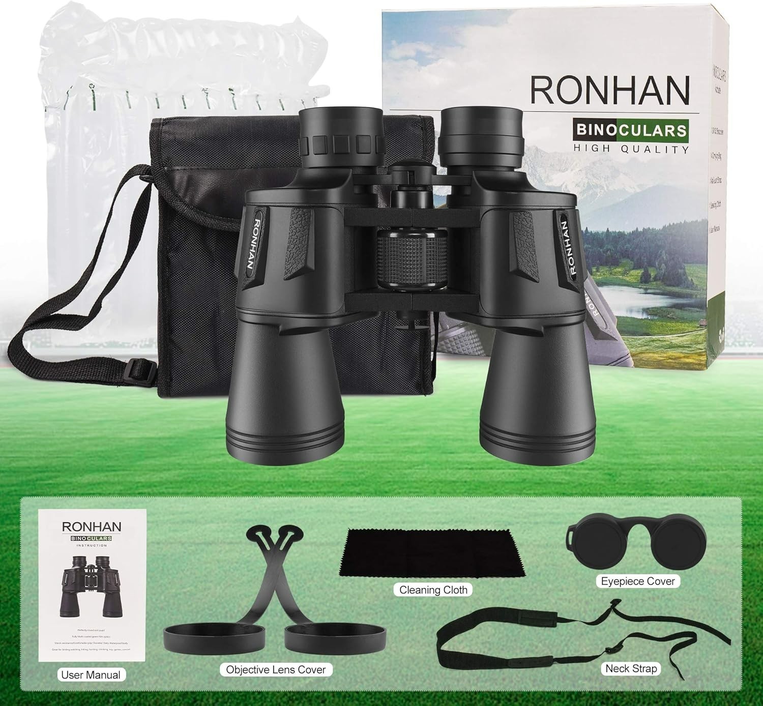 Versatile Waterproof 20x50 Binoculars with Shock-Resistant Grip & Carry Case
