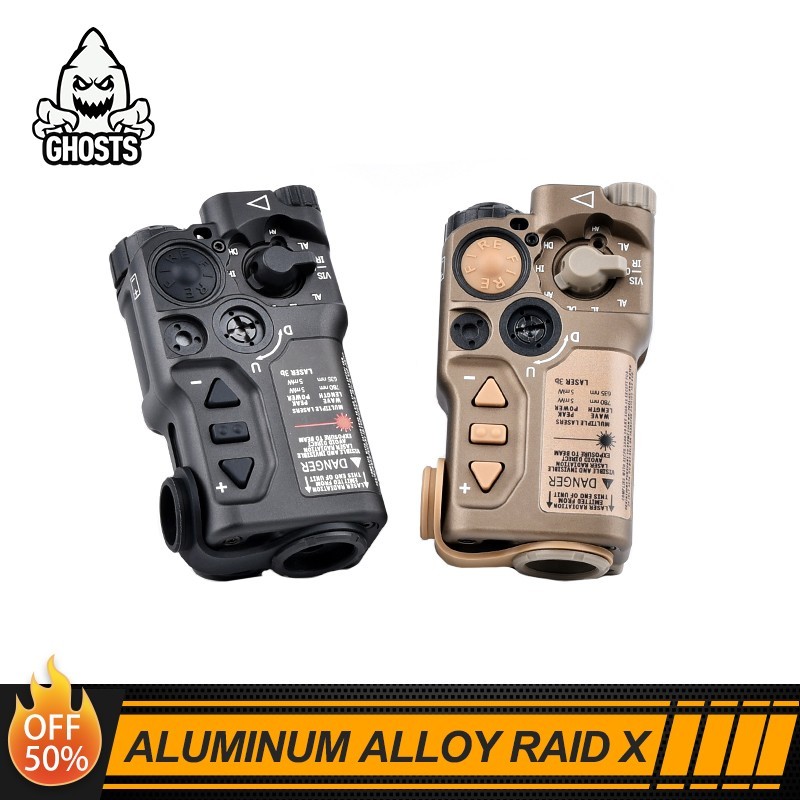 Tactical RAID X Aluminum Laser Sight Red Green Blue Dot Aiming Hunting IR Strobe