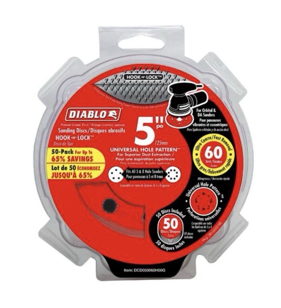 Diablo 5 in. 60 Grit Hook & Lock Sanding Discs 50-Pack Universal