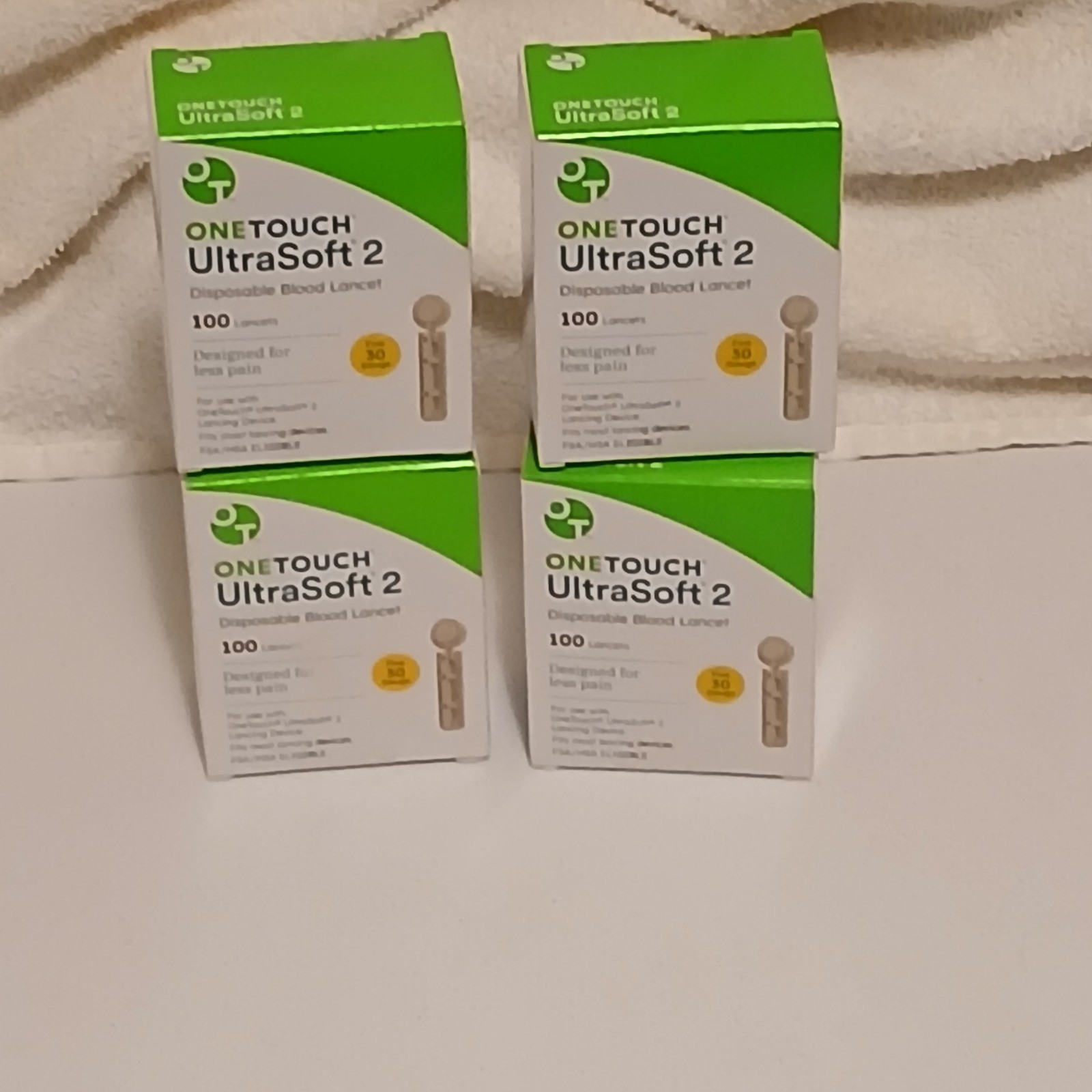 4Bxs 100 OneTouch Ultra Soft 2 Total Of 400  Lancets SEALED NEW Exp 10/2029 30G