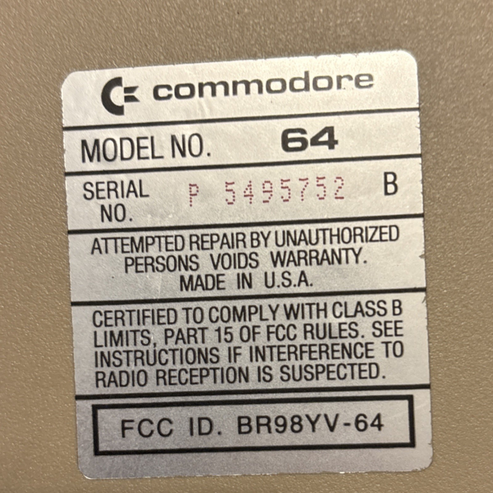Commodore 64 Vintage Home Computer Classic 8-Bit Personal Computer Retro Model