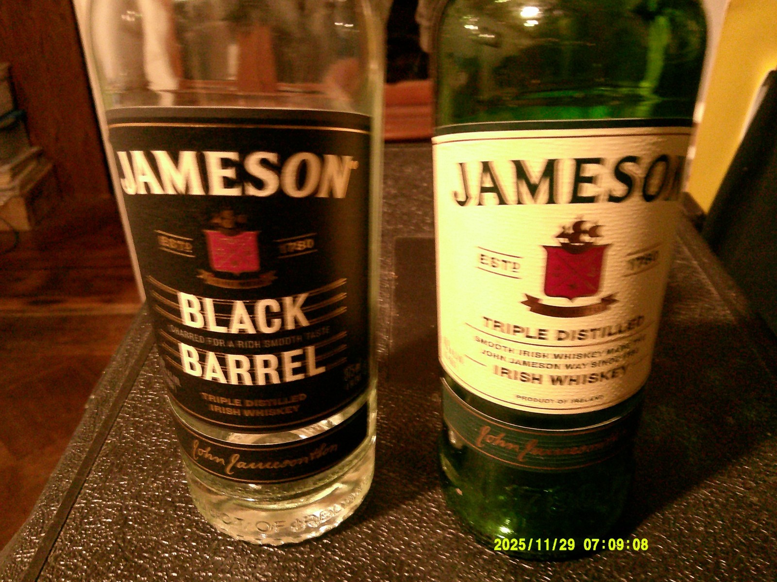 EMPTY-1 JAMESON TRIPLE n 2-EMPTY JAMESON BLACK BARREL 375ML WHISKEY BOTTLES