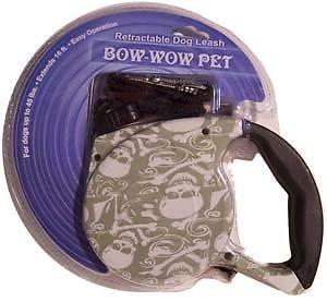Bow-Wow Pet retractable Dog Leash  Skull Crossbones Pattern Green & White 16 ft