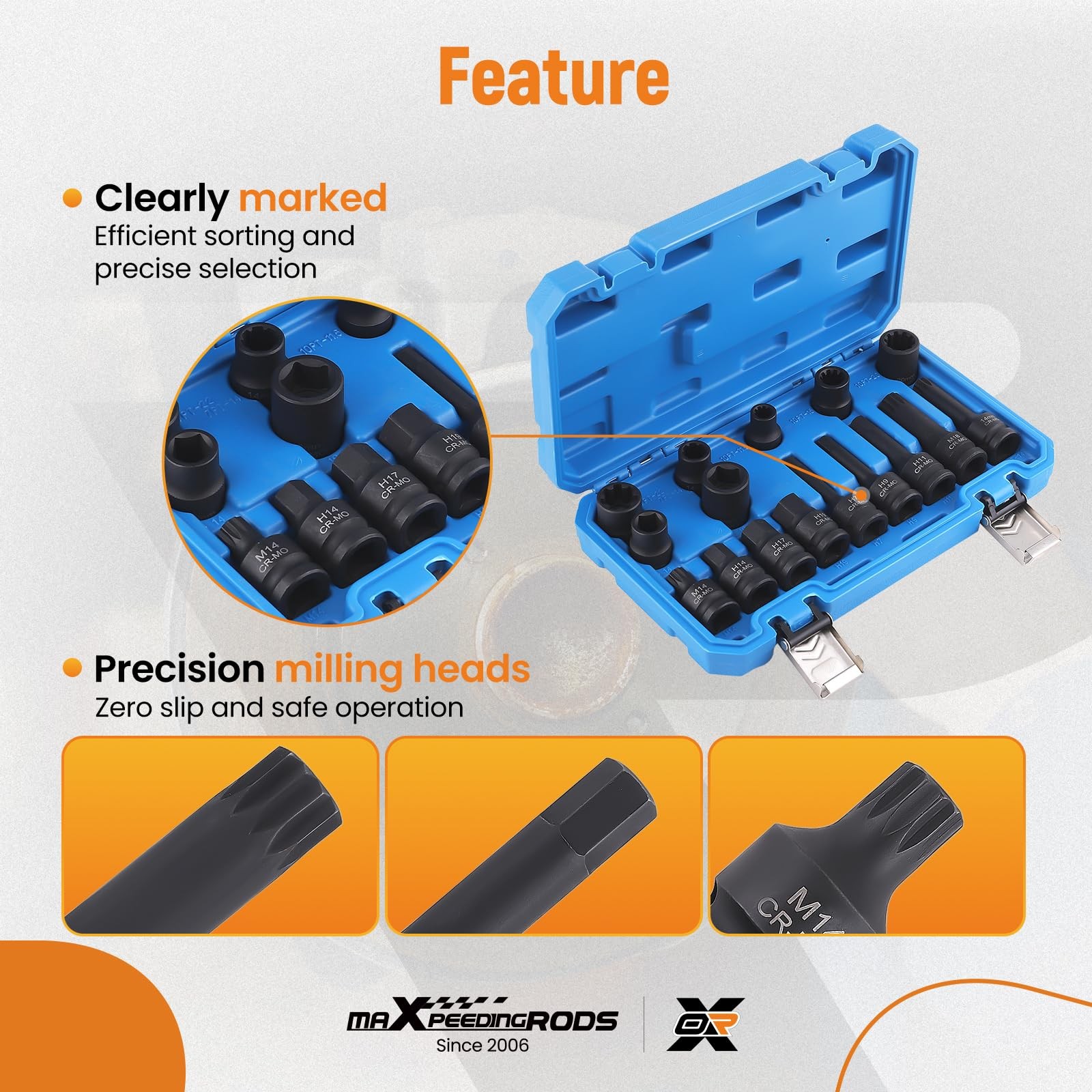 maXpeedingrods 16Pcs Impact Brake Caliper Socket Set, 1/2" Square Drive...