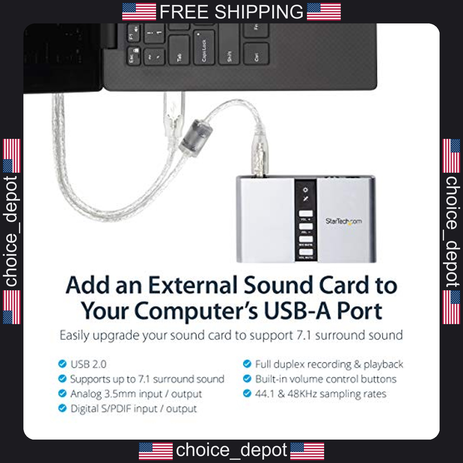 7.1 USB External Sound Card for PC and Laptop