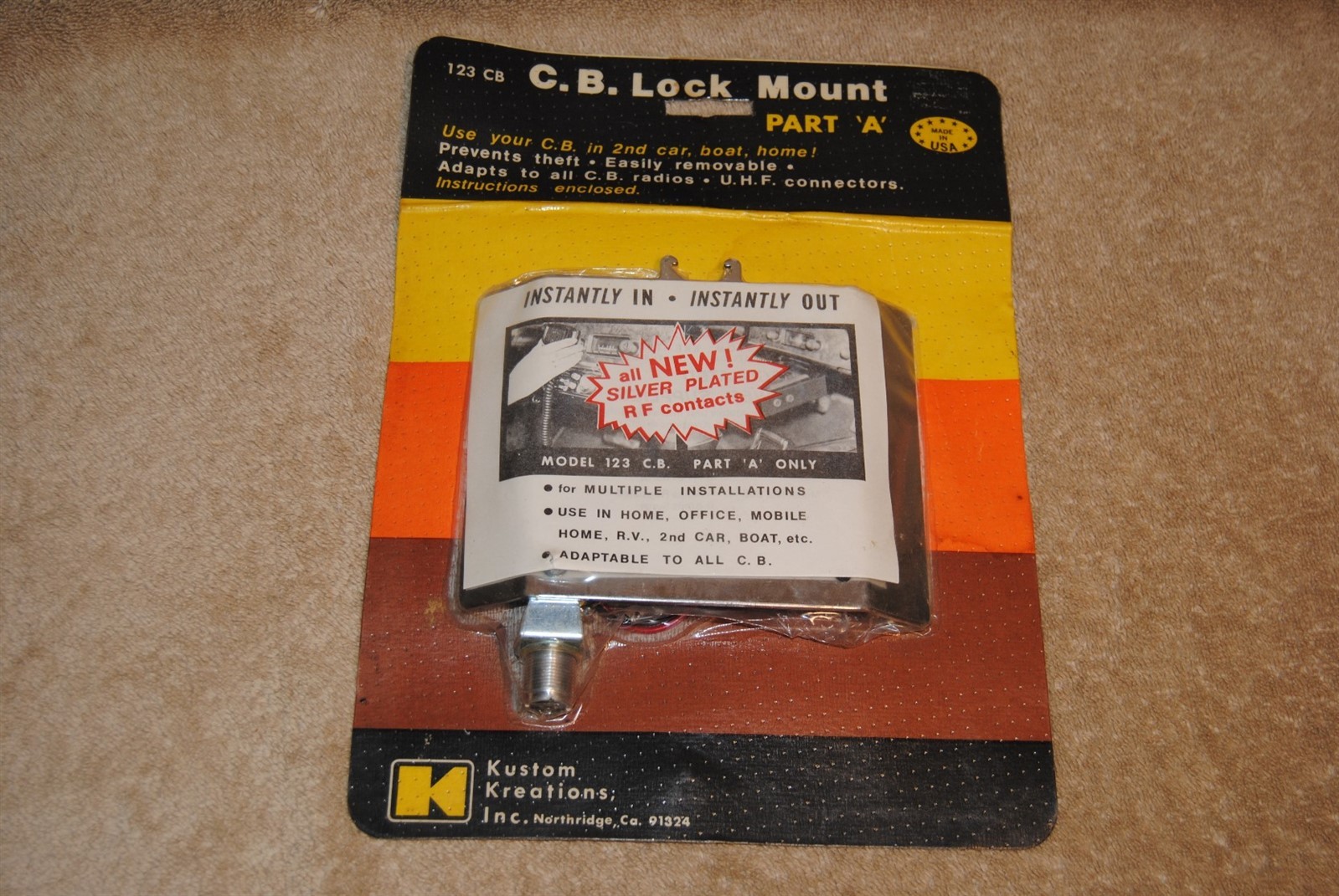 NOS Vintage Kustom Kreations 14-0248 123 CB Lock Mount Part ‘A’ Sealed USA