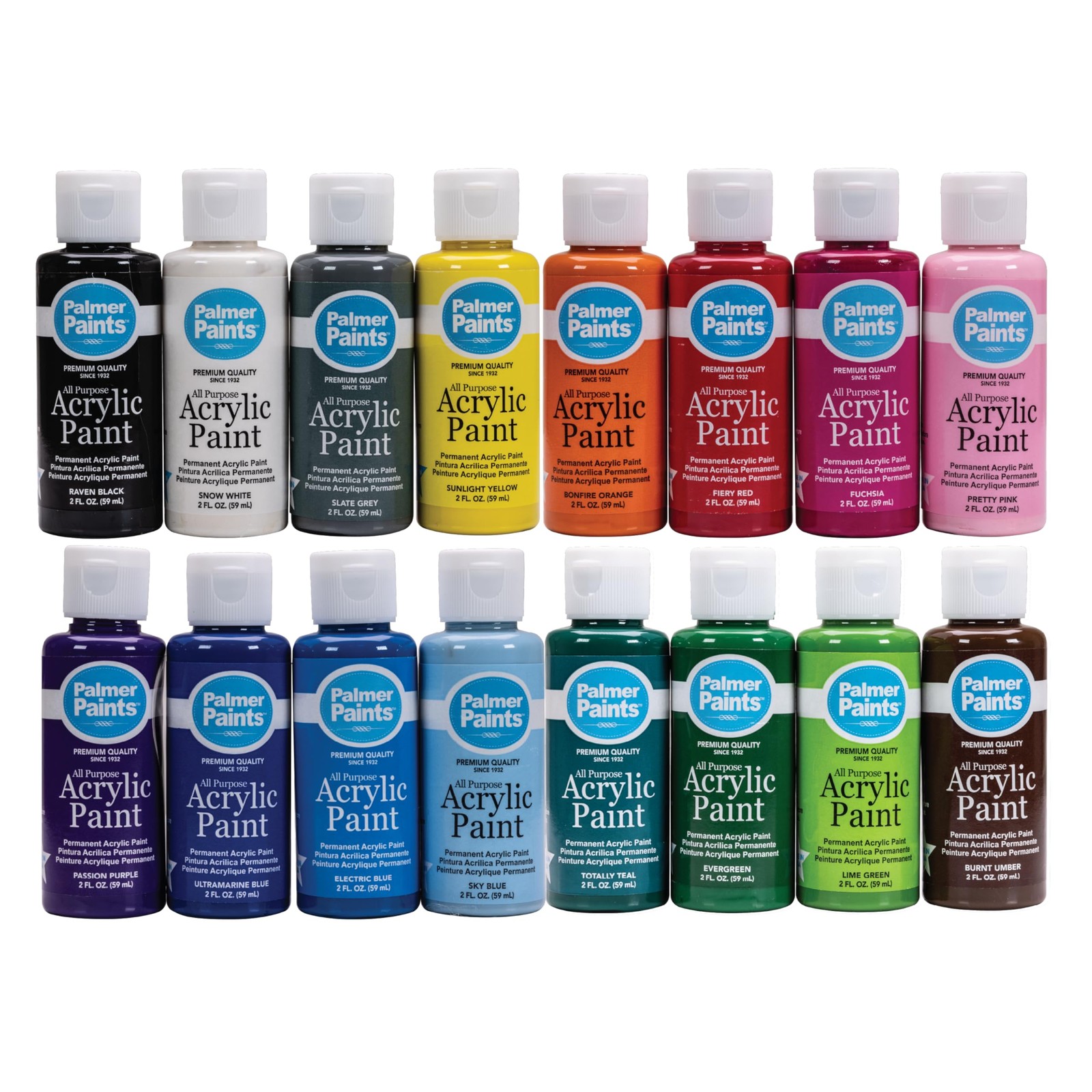 Palmer 2oz 16 Color Acrylic Paint Set, 32 Fl Oz (Pack of 1), Multicolor