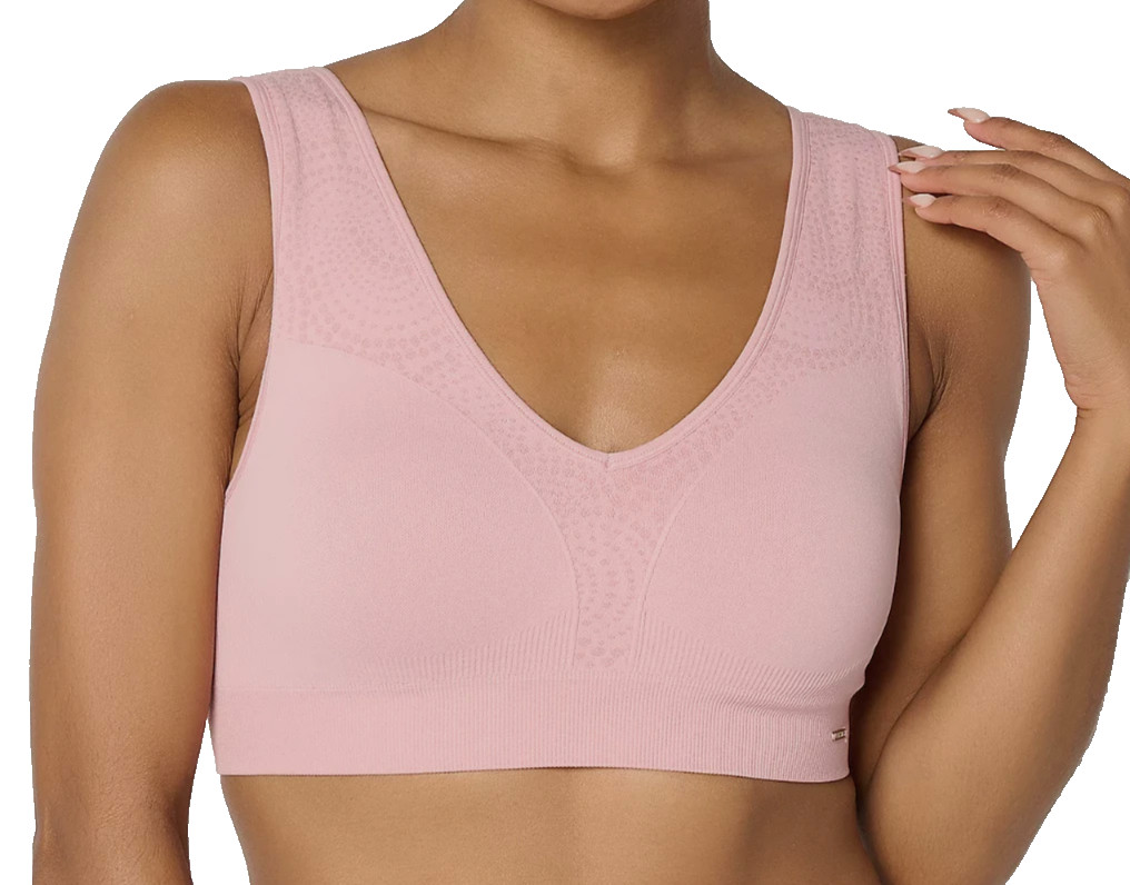 Breezies~Jacquard Back Smoothing Wirefree Bra~Large~Rose~A692700~Foam Cup