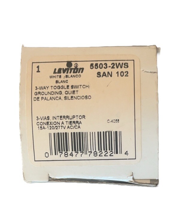 🔥 1 Unit ~ Leviton 5503-2WS3 3-Way Grounding Toggle Switch 15A 120/277V🔥