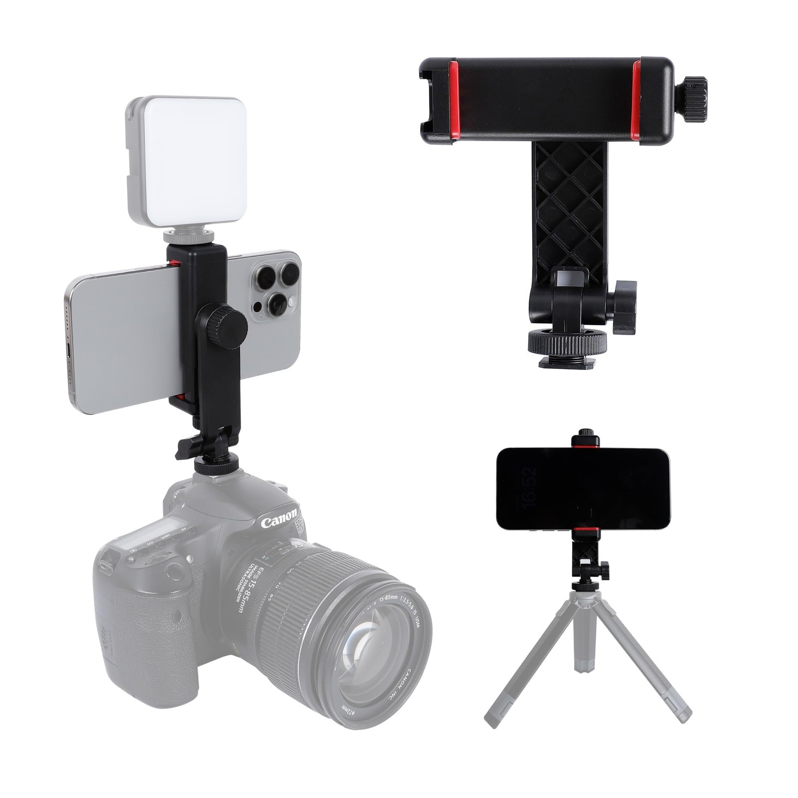360 Rotating Phone Tripod Mount Adapter with Cold Shoe for All Smartphones
