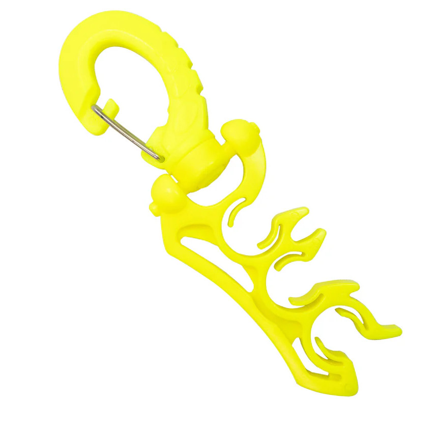 Scuba Diving Triple Hose Holder with Clip, Neon Yellow