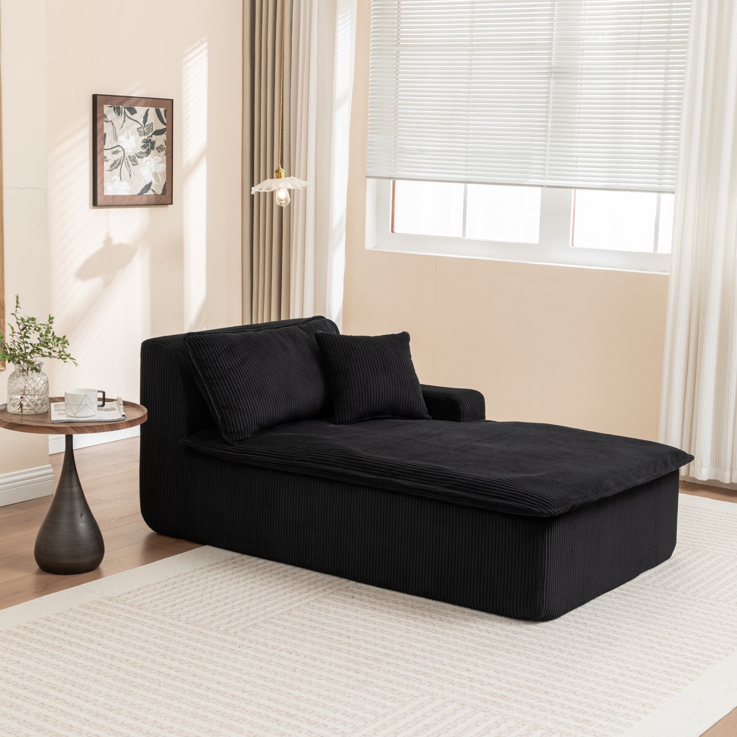 Modern Single Upholstered Chaise Lounge Chair w/ Left Armrest for Living Room