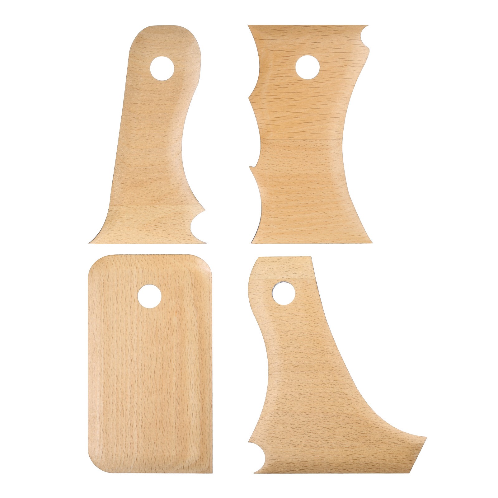 4pcs Pottery Ribs Trimming Tools Beech Pottery Profile Curved Big Wave Shaper