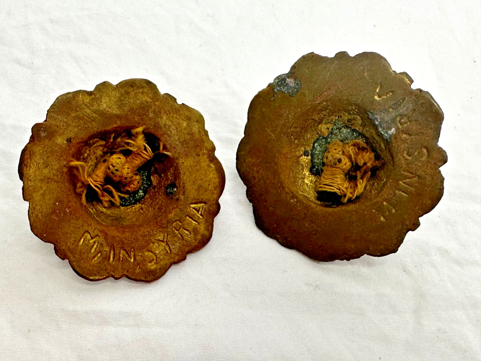 Brass Finger Cymbals Rosettes Zills 1.75" Tie Back Hoop Made Syria
