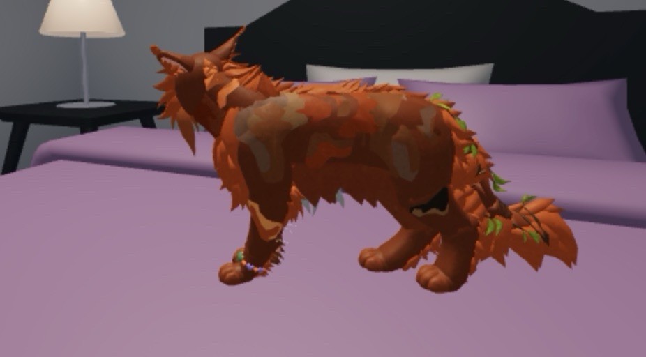 Warrior Cats character with Orange Fur & Green Leaf Details Virtual Asset