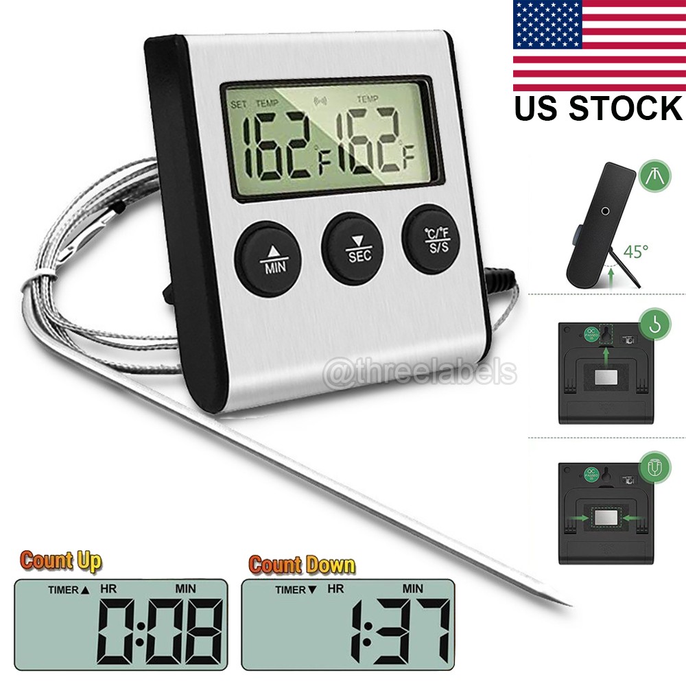 Remote Kitchen Cooking Digital Thermometer Probe Meat Food Temperature w/Timer