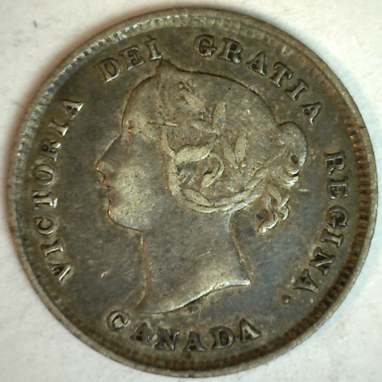1893 Canada Silver Five Cents Coin 5c Canadian Very Fine Circulated Victoria