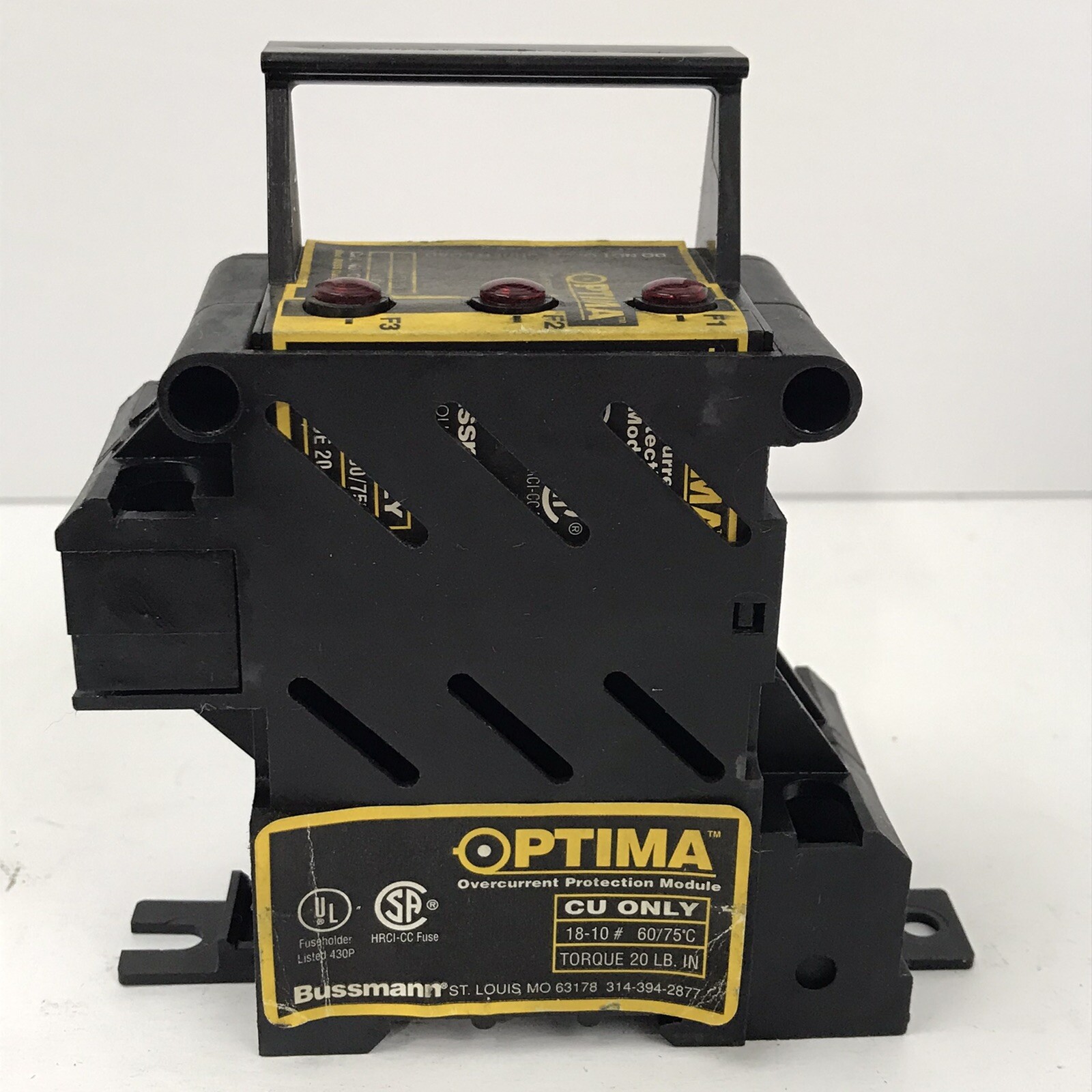 Lot of 3 Bussman Optima OPM-CC Overload Protection Module 30A 600V~Clean Used~