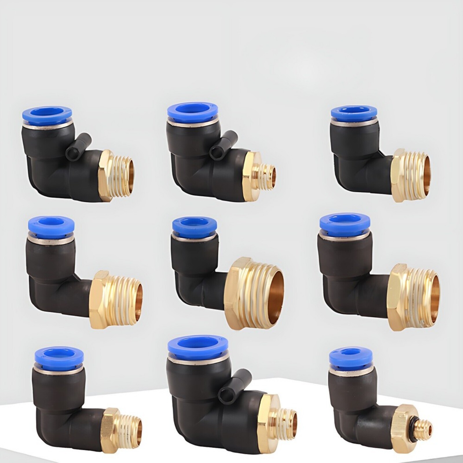 Male Swivel Elbow Pneumatic Push in Fittings BSPP Parallel Threads Metric 4-16mm