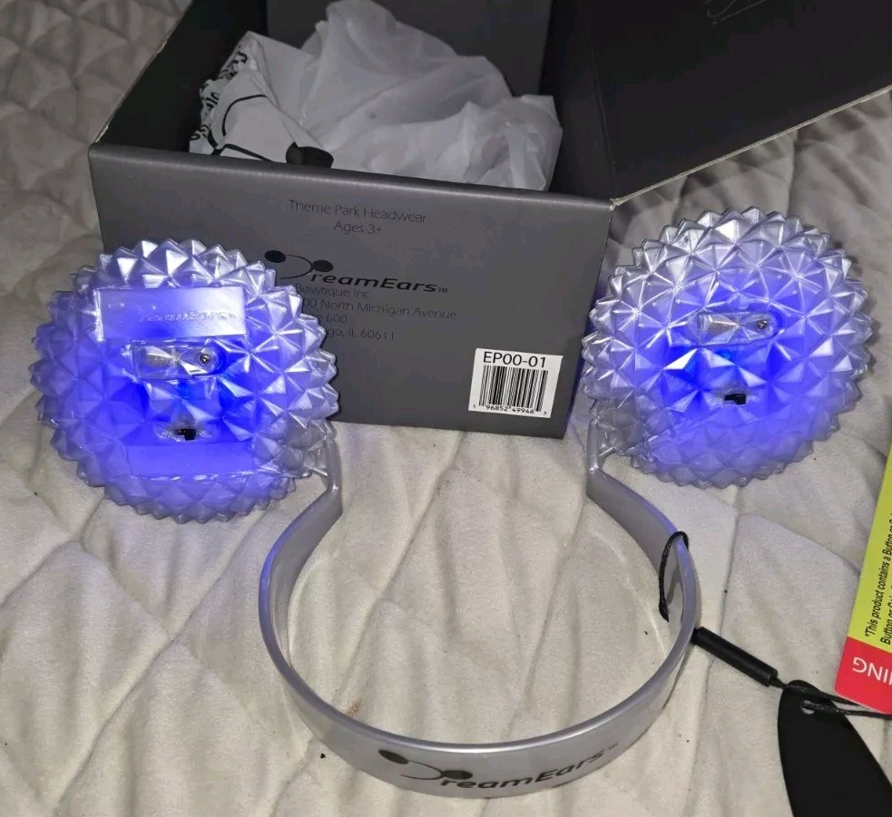 DreamEars Geodesic Theme Park Mouse Ears Color Light Up Silver Unisex Headband