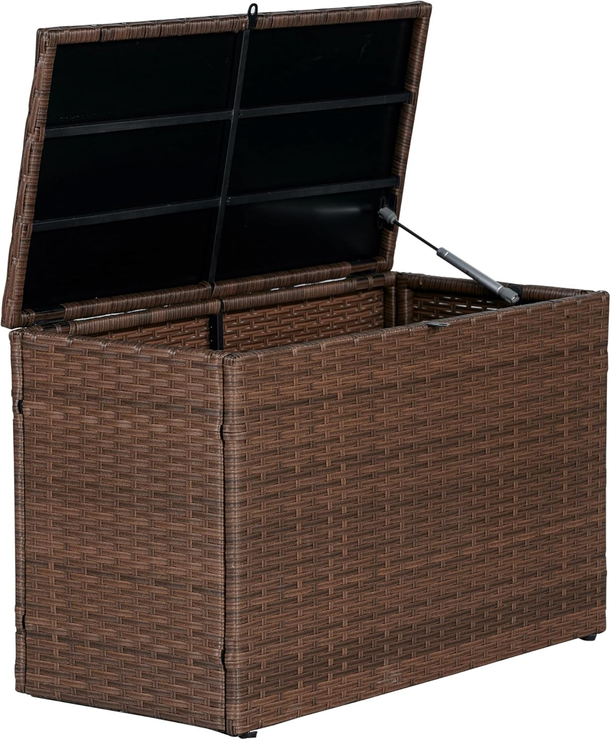 TRK1000B Nino 31.5" Modern Minimalist Outdoor Faux Wicker Deck and Patio Storage