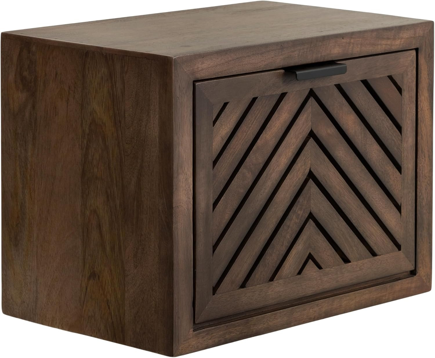 Mezzeta Modern Floating Shelf Side Table with Storage Cubby; 16 X 10 X 12; Natur