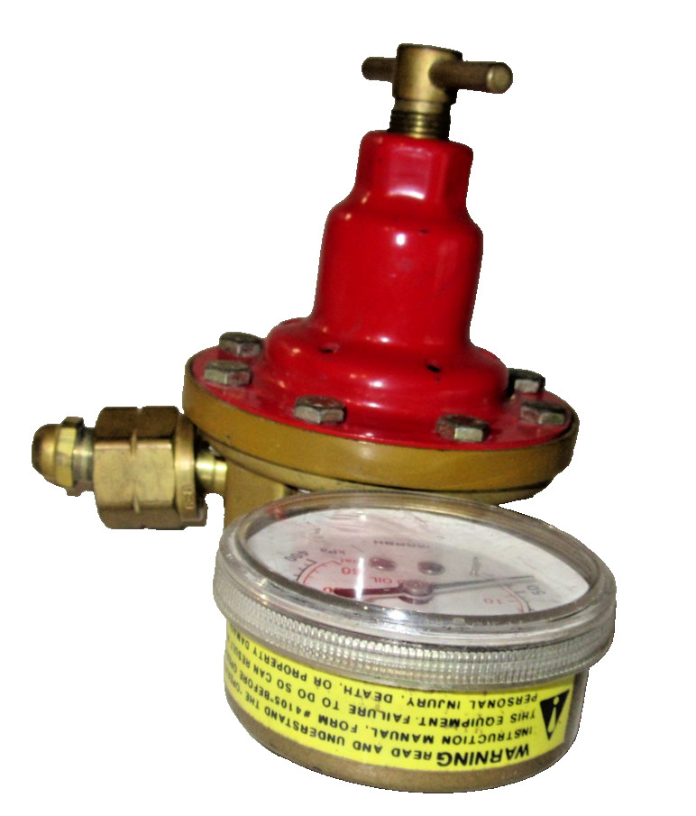 SMITH H1510A LP COMPRESSED GAS REGULATOR W/GAUGE & CONCOA FLASHBACK ARRESTOR
