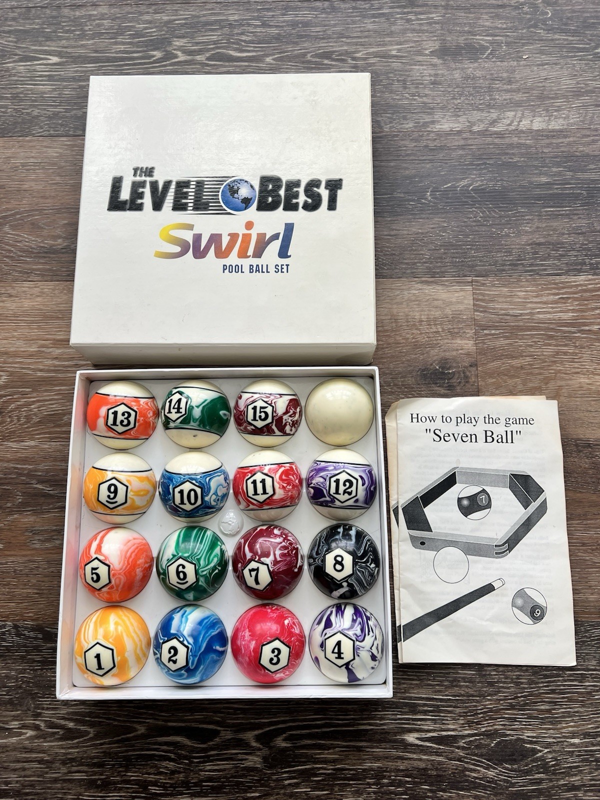 The Level Best Swirl Marble Swirl Style Billiard Pool Balls Set