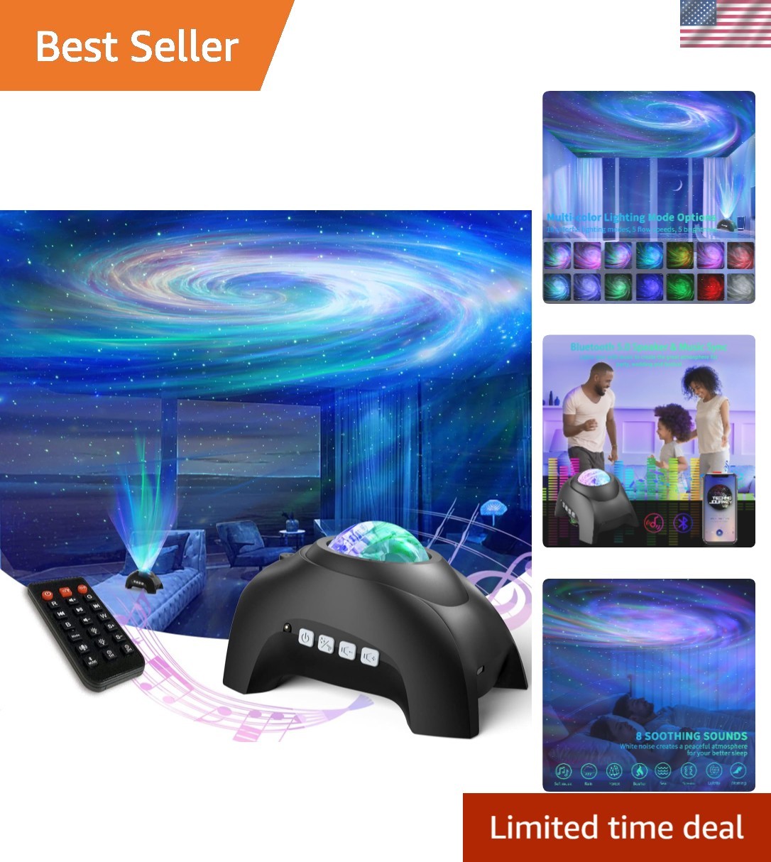 Dimmable Starry Night Projector with Music & White Noise for Kids and Adults