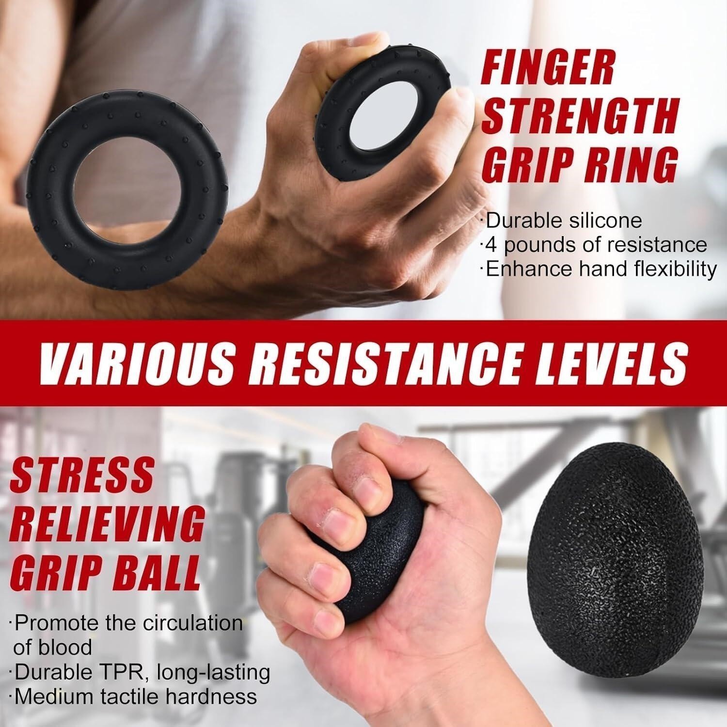 Hand Grip Strengthener Forearm Power Trainer Kit - 5 Pack Adjustable Resistance