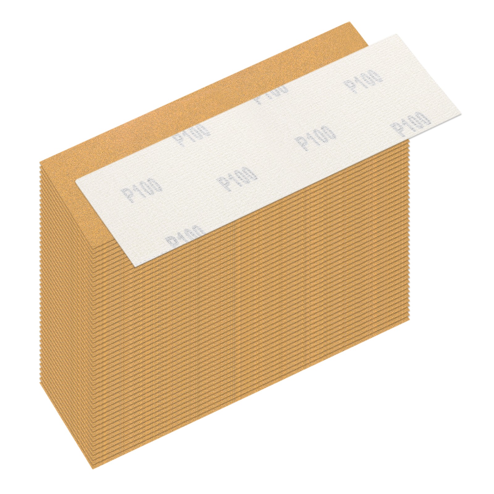 50 Pcs 100 Grit Dry Sandpapers, 1.2 x 3.5 Inch Sand Papers, Gold