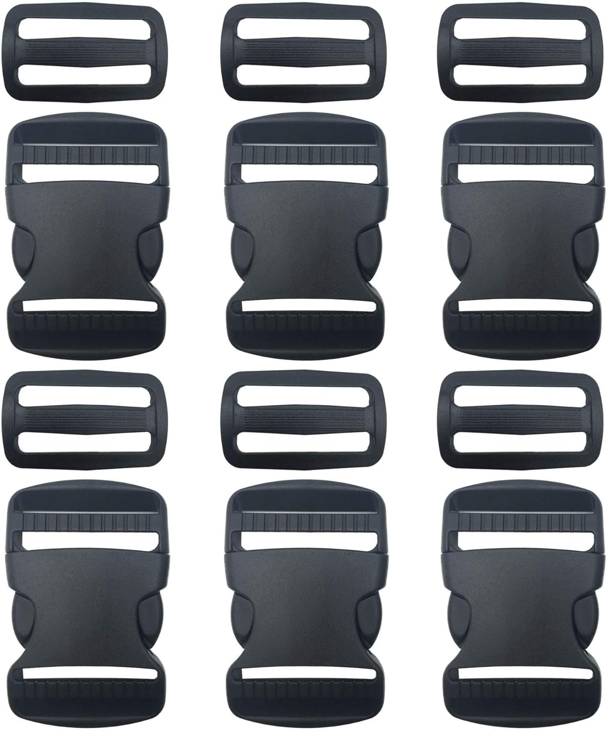 6 Set 1.5 Inch Flat Dual Adjustable Plastic Quick Side Release Plastic Buckles a