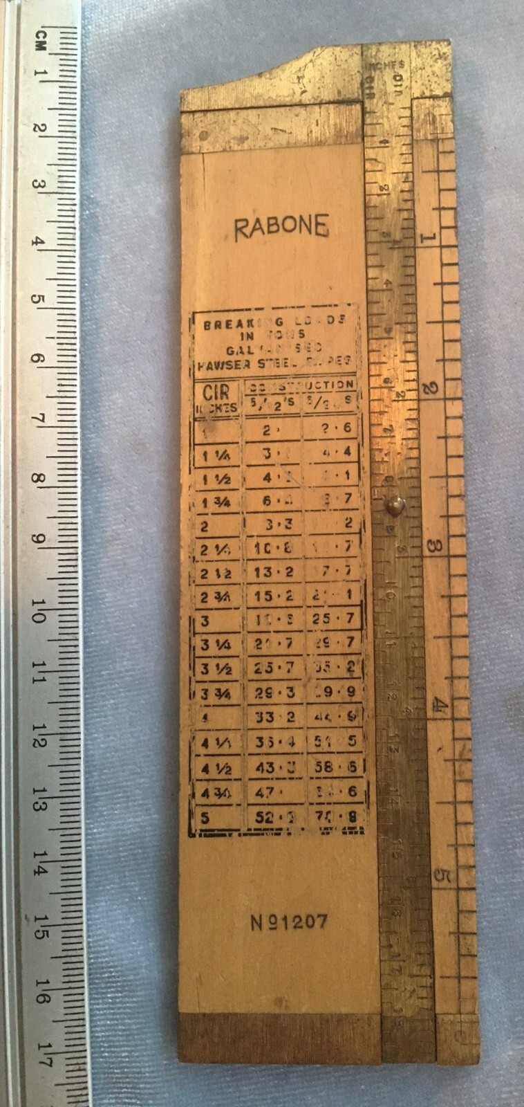*SCARCE Vintage MILITARY RABONE No.1207 Boxwood Break Loads ROPE GAUGE 910-5193