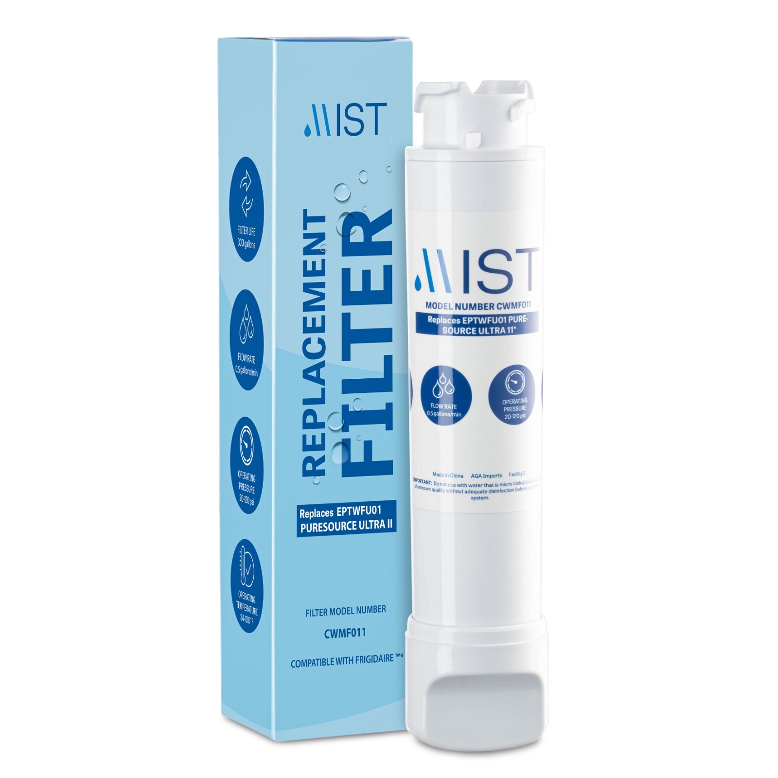 Mist Replacement Frigidaire  EPTWFU01 Refrigerator Water Filter