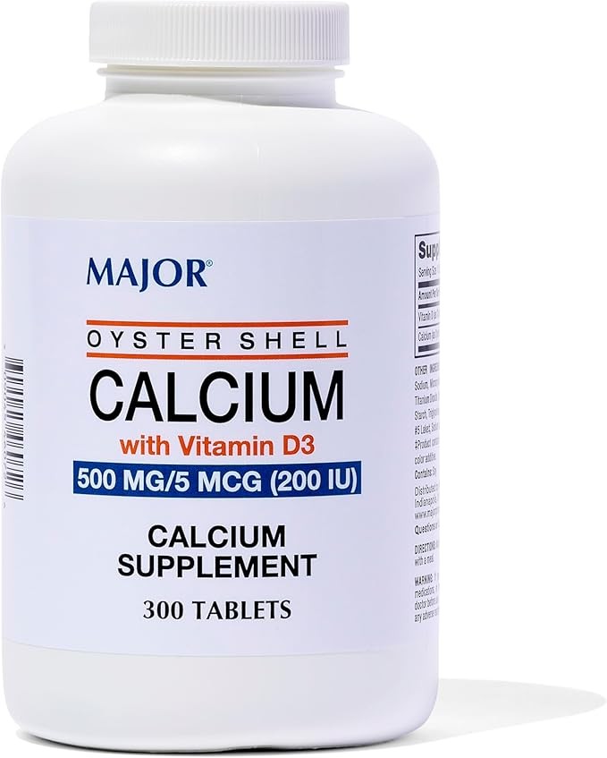 Major Oyster Shell Calcium 500 mg. 300 Tablets (1 Bottle)