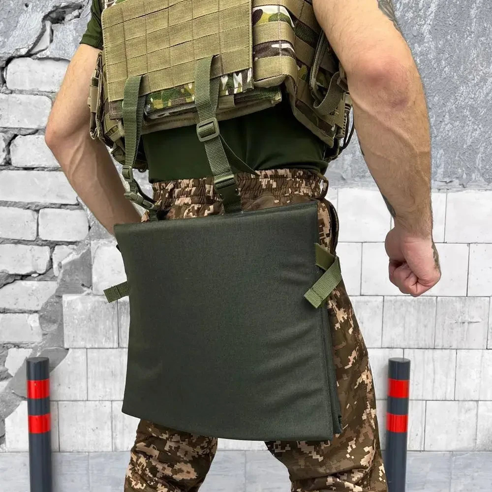 Folding three-section seat pad with Molle fastening, olive, 105x40x2 cm💛💙
